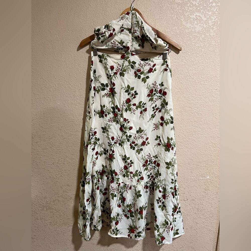 Reformation Riya floral rose flounce hemline midi dress 4